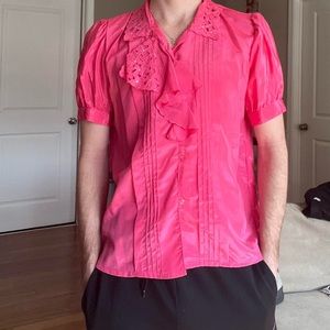 Vintage C. Jay NYC Pink Button Up (shoulder pads included)